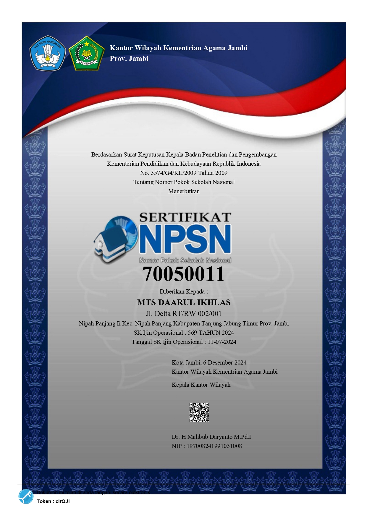 NPSN MTs Daarul Ikhlas